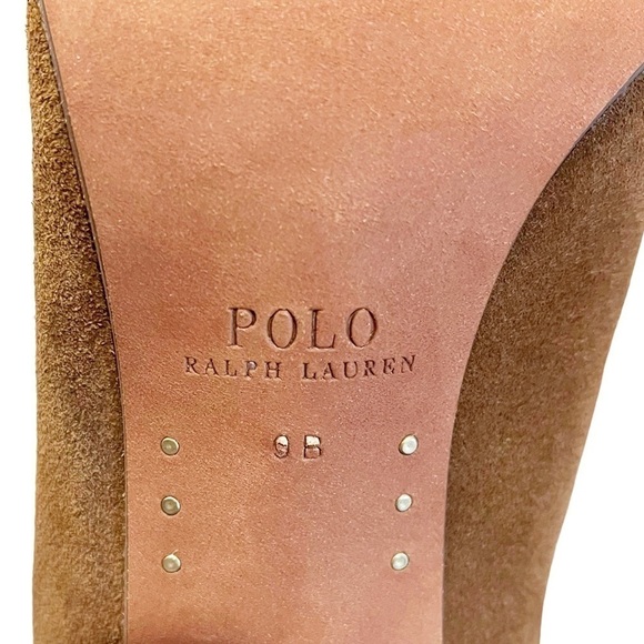 POLO Ralph Lauren Ankle Boots Size 9 Tan Suede Heeled Booties Brindley in Box - Picture 10 of 12